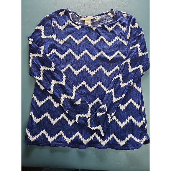 GG Collection Tops - H&M L.O.G.G. Top Blue & White Vintage Y2K Size M Long Sleeve